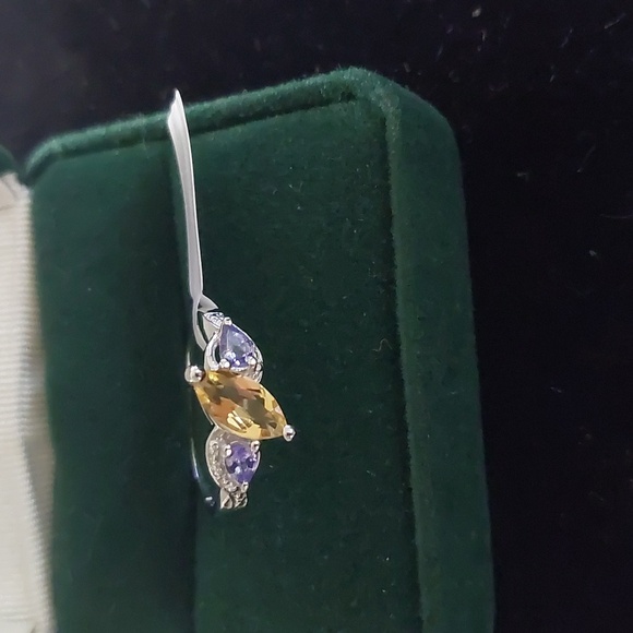 Sterling Silver Genuine Citrine and Tanzanite  Sz 8 Ring  1.28 Carat - Picture 1 of 11